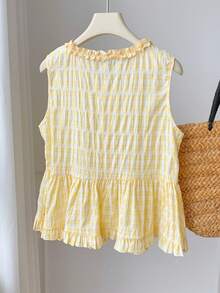 Comfortcana Women's Casual Plaid Sleeveless Shirt - Yellow - View 2