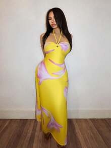 Slaydiva Lễ hội âm nhạc Xuân/Hè, Lễ Phục Sinh, Ngày Thánh Patrick, Phong cách miền Tây, Phong cách du mục, Tiệc sinh nhật, Lễ tốt nghiệp, Đại học, Sinh viên, Trang phục thường ngày, Phối đồ dễ dàng, Giải trí, Kỳ nghỉ, Du thuyền, Bãi biển, Tắm nắng, Phong cách thịnh hành, Thời trang đường phố, Khách dự đám cưới phong cách Boho, Đi làm, Ăn sáng muộn, Sân bay, Tiệc tùng & Ngày lễ - Váy maxi cỡ lớn in họa tiết, khoét eo - Màu vàng, Váy màu vàng, Váy màu hồng và vàng, Váy maxi ôm sát - Màu vàng - Xem 15