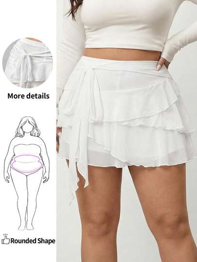 Enliva 大码女式多层荷叶边低腰 Y2K 迷你黑色半身裙