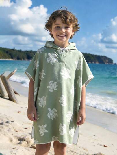 Bata sin mangas con estampado de tiburón para niños pequeños, diseño de dibujos animados azules lindos, informal adecuado para nadar, playa, piscina, vacaciones de verano