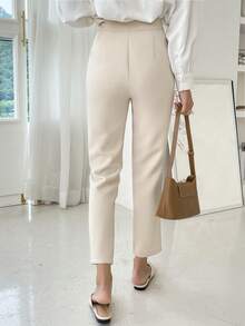 DAZY Women's Casual Solid Color Korean Style Versatile Pants - Apricot - View 2