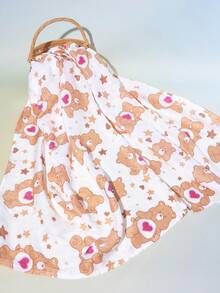 SHEIN X Care Bears 2条装 100*100厘米 夏季天然竹纤维幼儿婴儿毯/襁褓毯/透气柔软纱布毛巾，多功能，适合儿童使用 - 彩色 - 查看 3