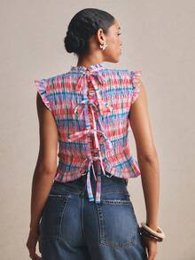 Poéselle 女士度假条纹荷叶边下摆休闲衬衫 - 彩色 - 查看 4