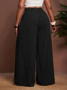 Veslaya Quần dài nữ cỡ lớn màu đen trơn in họa tiết, kiểu dáng mới, thích hợp mặc thường ngày, đi biển và dự tiệc lửa trại, dành cho mùa xuân/hè 2026. - màu đen - Xem 2