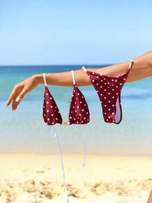 Swim Mod Women's Polka Dot Print Swimwear Set, Suitable For Beach & Vacation - Yellow - View 1