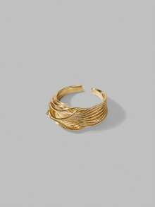 Ontre 18K Gold Plated Geometric Linear Wrap Daily Ring - Yellow Gold - View 2