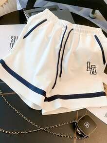 Franclia 修身 Polo 领插肩短袖上衣 + 休闲短裤套装 - 白色 - 查看 6