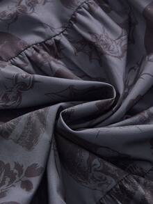 ROMWE Goth Vestido de tirantes talla grande con estampado de rosa gótica, cruz, gato, luna y estrella - Gris - Ver 4