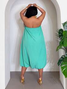 Slaydiva Đầm midi cúp ngực nữ mùa Xuân/Hè thanh lịch, thích hợp đi làm và dạo phố, dự tiệc sinh nhật, lễ tốt nghiệp, trang phục học sinh, đi chơi hàng ngày, đa năng, thư giãn, nghỉ dưỡng, du lịch biển, tắm nắng, hợp xu hướng, công sở thường ngày, tối giản và thoải mái. - màu xanh lá - Xem 9