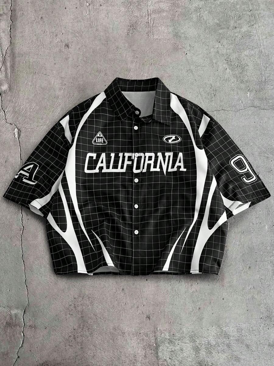 AXEPEAK 宽松男士 Polo 领短袖衬衫 - 黑色 - 查看 1