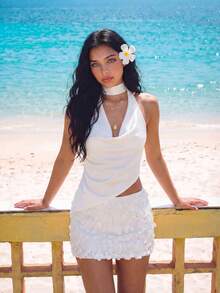 Sweetina Women's Sequin Design Fashionable Versatile Date Night/Outing Mini Skirt - White - View 3