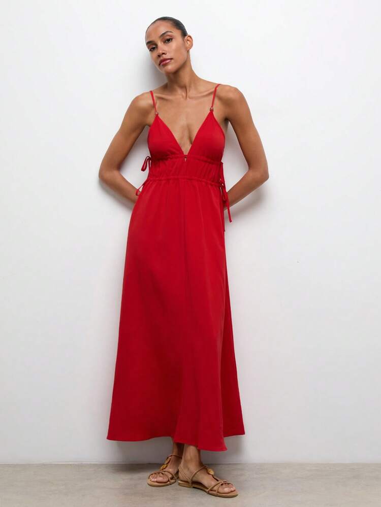 SHEIN Maija Robe longue minimaliste décontractée de couleur unie pour femmes