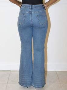 Steph T Women's Casual Flared Jeans With Pockets - Dark Wash - View 2