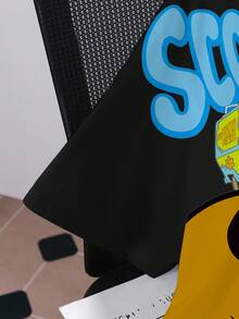 SCOOBY-DOO X SHEIN Men's Round Neck Cartoon Letter Print Casual Versatile Daily Wear Short Sleeve T-Shirt - White - View 4