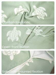 男童无袖鲨鱼印花针织罩衫，可爱蓝色卡通设计，休闲百搭，适合游泳、海滩、泳池、暑假和假日穿着。 - 橄欖綠 - 查看 5