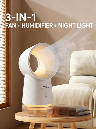 JMMO 加湿器 无叶风扇加湿器 加湿减干保暖夜灯 USB电源适用于客厅卧室