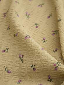 Trelyra 度假休闲碎花系带衬衫 - 黃色 - 查看 3