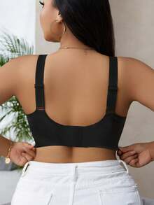 Áo ngực không đường may dành cho nữ cỡ lớn với dải gel mềm mại, áo ngực nâng đỡ không gọng. - màu đen - Xem 2