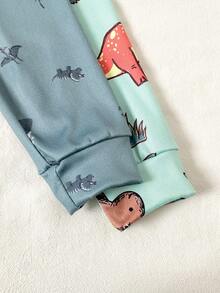 4件套 男童可爱简约卡通恐龙印花短袖睡衣套装 - 彩色 - 查看 5