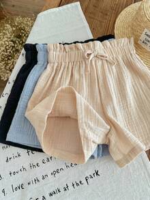 SHEIN LMoss Kids 3 pièces Shorts pour jeunes filles - Bleu ciel - Voir 7