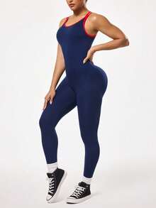 Seamluxe SHEIN Sport 女士无缝交叉露背运动连体裤，适合户外运动、健身、瑜伽、跑步等。这款连体裤采用交叉露背设计，一体式设计，兼具运动和健身功能。它是一款女士健身连体裤，露背设计，提臀塑形，适合全身运动。此外，它还是一款女士运动服，适合健身穿着。 - 彩色 - 查看 6