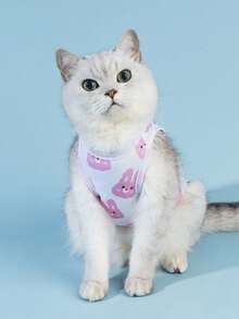 PETSIN 1件粉白兔子图案宠物背心，猫狗通用，防晒防虫，夏季款 - 彩色 - 查看 7