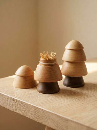 Cirelle Drewniany pojemnik na wykałaczki w kształcie drzewa – wyjątkowy słoik na wykałaczki w stylu nordyckim, elegancki element wystroju domu i przemyślany prezent na parapetówkę