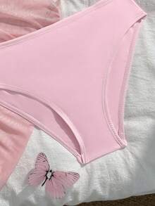 SHEIN 3件套女童/女孩黑色系列泳衣套装，沙滩度假派对，春夏款 - 粉色 - 查看 4