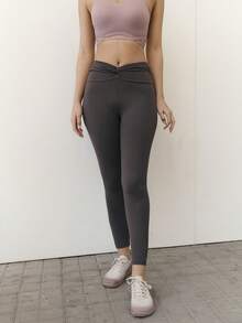 Nöista Sporty Leggings Feature A High Crossover Waistband With A Compression Effect And Butt Lifting Effect. - Dark Grey - View 3