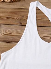 EMERY ROSE Casual Minimalist Sunflower Print Plus Size Camisole, Suitable For Summer - White - View 4