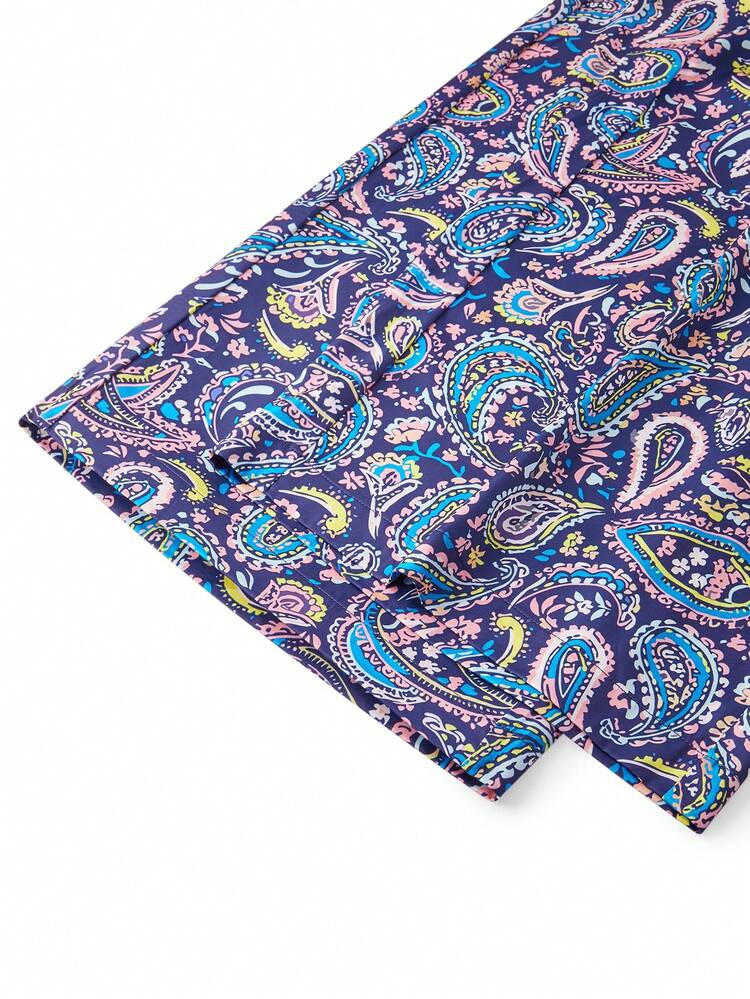 Plus Size Summer Navy Paisley Pajama Set