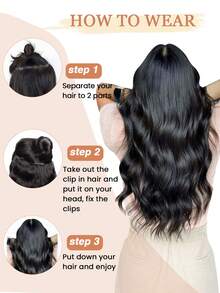 1pc Body Wave Clip In Hair Extensions Real Human Hair, U-Shape Human Hair Clip In Extensions For Women Dark Brown Soft Human Hair - S2 - View 7