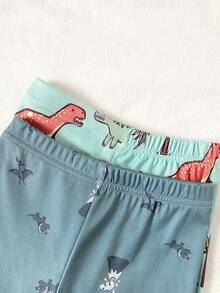 4件套 男童可爱简约卡通恐龙印花短袖睡衣套装 - 彩色 - 查看 7