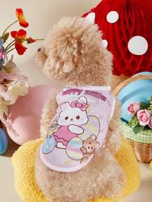 PETSIN Áo khoác thoáng khí in hình thỏ và gấu dễ thương cho chó/mèo (1 chiếc), phù hợp với mọi loại thú cưng (1 chiếc). - Nhiều màu - Xem 4