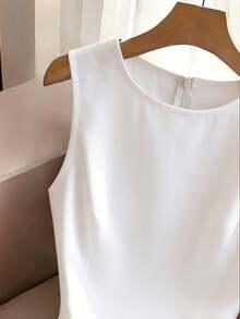 GlowEve 法式优雅无袖连衣裙，红色蝴蝶结无袖迷你连衣裙，适合日常外出、约会、度假 - 白色 - 查看 6