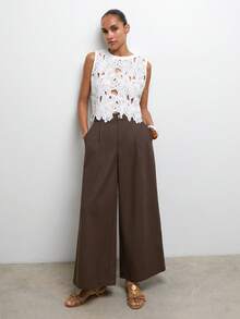 Maija Women's Loose Pleated Design Casual Pants - Brown - View 6