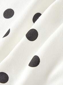 SHEIN MOD Women's Polka Dot Pattern Waist Cinching Halter Neck Denim Dress - Multicolor - View 4