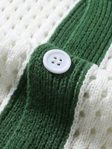 Manfinity CityGents 男士度假休闲撞色滚边镂空针织短袖上衣 - 白色 - 查看 4