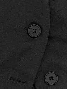 Elenzga Women's Spring/Summer New Elegant Commuting Versatile Minimalist Luxury Business Casual Black Blazer With Lace Patchwork, Loose Fit - Black - View 5