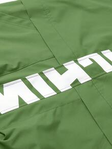 Manfinity Campus Court 男士休闲百搭运动立领夹克，大图案印花，年轻情侣款，大口袋设计，秋冬外套 - 綠色 - 查看 7