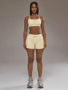 Sports Set: Sports Bra With A Racerback And Leggings With A Ruched Back. Autumn And Winter Activewear Set For Padel, Gym, Training. - Yellow - View 5