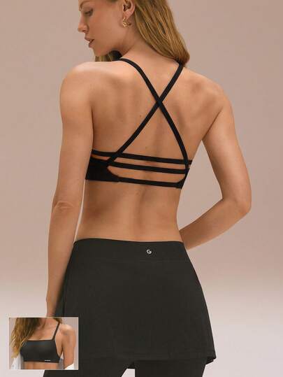 GLOWMODE FeatherFit™ Morning Glow Crisscross Open Back Removable Cups Square Neckline Strappy Sports Bra Low Impact Yoga Pilates Studio Gym Workout Daily Active Wear