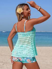 Swim Lushoire 2pcs Women's Camisole Strap Bikini Mesh Swimsuit, European And American Summer Holiday Swimwear - Multicolor - View 2