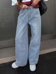 Livesso Women's Loose Casual Cotton Summer Denim Jeans - Blue - View 6