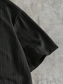 AXEPEAK Men's Letter Embroidery Pattern Single-Breasted Casual Versatile Daily Wear Shirt - Black - View 4