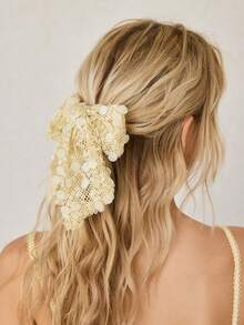 MOTF PREMIUM 亮片飘带蝴蝶结缎面发带 - 黃色 - 查看 2