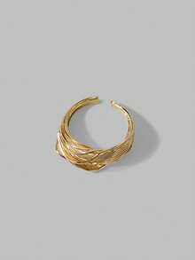 Ontre 18K Gold Plated Geometric Linear Wrap Daily Ring - Yellow Gold - View 4