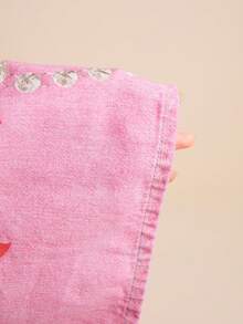 LOTSLUV Women's Pink Diamond Necklace & Butterfly Print Denim Pants, Spring/Summer - Pink - View 7