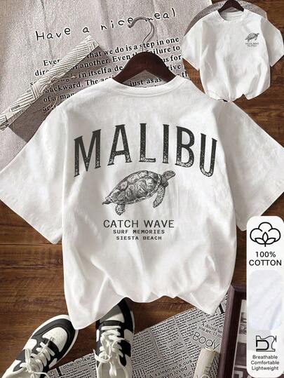 EMERY ROSE Damen Lässig T-Shirt mit Buchstaben-Muster, Wickeloptik, Sommer