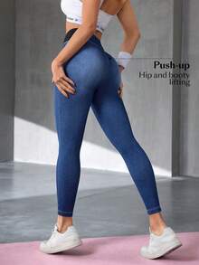 Flexra Women's Casual Elastic Skinny Denim Jeans - Blue - View 2